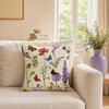 Floral Cushion Cover, 18x18 Inch Decorative Throw Pillow Cover with Hidden Zipper, Plant Insect Flower Patterns, Cushion Case for Sofa Car Home Decor
