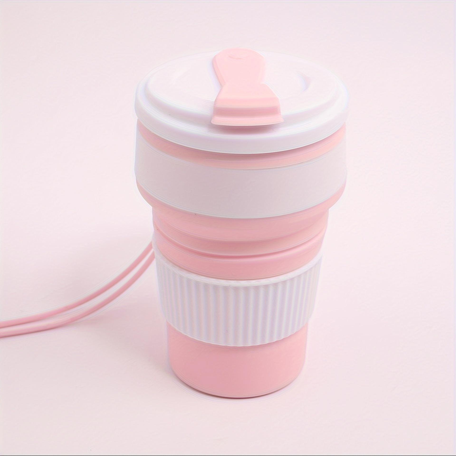 

[Портативная силиконовая кружка для воды объемом 350 мл] Складная силиконовая кружка для воды объемом 350 мл — портативная и многоразовая для активного отдыха, спорта, кемпинга и походов розовый