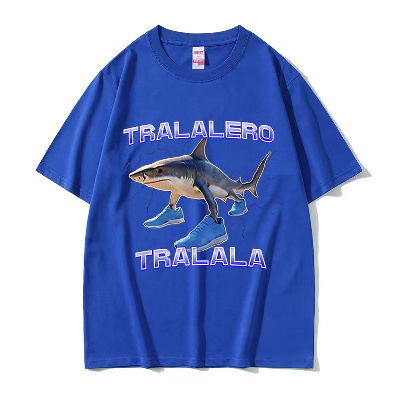 Funny Running Tralalero Tralala Shark Meme T Shirts Men Women Summer ONeck Fashion Retro Cotton Short Sleeve Tshirt Streetwear