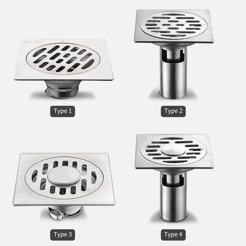 Floor Drain Anti-Odor Shower Drain Anti-clogging Hair Stopper Catcher Sink Strainer Stainless Steel Drain Protectors Bathroom Toilet Tub Tile Insert F