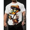 American cartoon gradual change color printing short-sleeved crew neck t-shirt, summer new loose versatile casual top