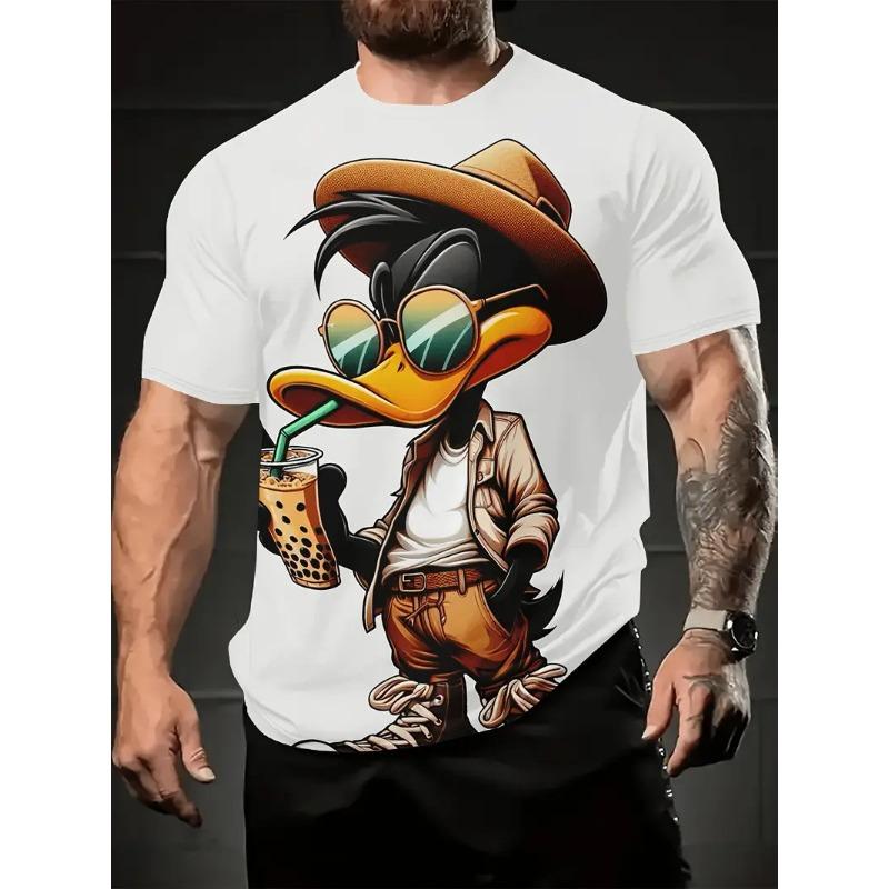 American cartoon gradual change color printing short-sleeved crew neck t-shirt, summer new loose versatile casual top