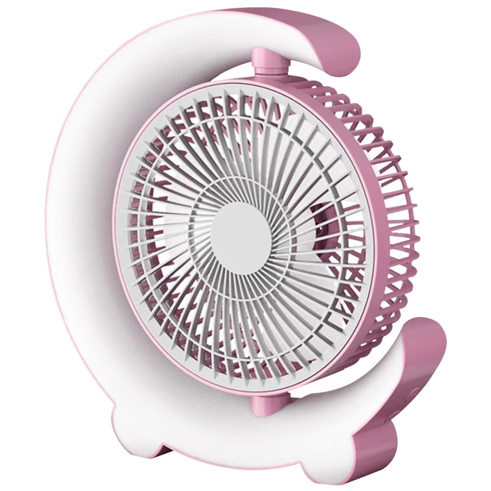 

USB настольный вентилятор 3 скорости с цветной подсветкой портативный настольный вентилятор вращающийся на 360 градусов тихий настольный вентилятор для домашнего офиса спальни общежития розовый