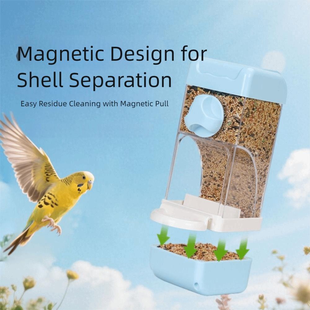 Anti-Spill Automatic Bird Feeder Husk Separation Bird Food Dispenser  for Bird Cage