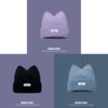Knitted Cat Ear Letter Beanie Hat For Women Winter Warmth Casual Style