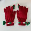 Christmas Gloves with Santa Hat Decors Soft And Warm Breathable Elastic Wrist Gloves for Shopping & Festival Gatherings