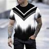Women Short Sleeve Crew Neck T Shirt White Red Gradient Vertical Line Dot Abstract Print Top