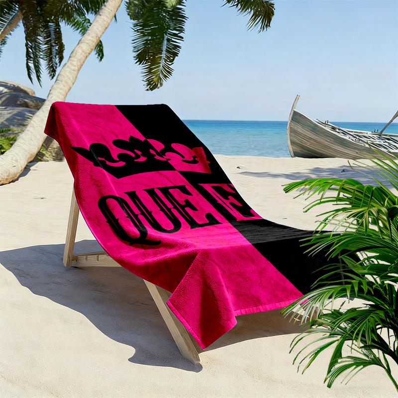 King or Queen Print Beach Towel, Large Soft Quick Dry Towel for Beach Camping Swimming