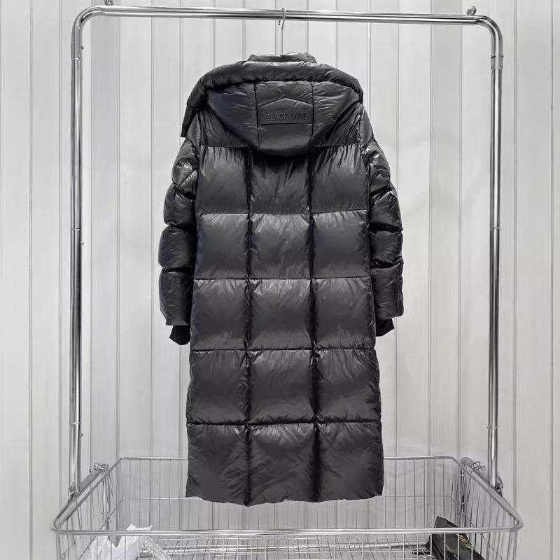 Black Diamond Black Pearl Long Down Jacket for Men and Women New Thickened Over Knee Goose Down Removable Hat Couple