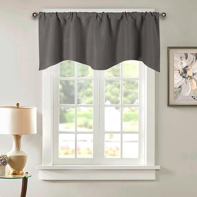 Solid Color Through Rod Short Curtain Home Room Balcony Kitchen Window Valance
