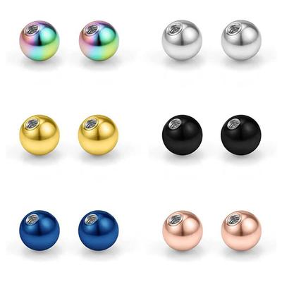 Nerūdijančio plieno sriegiuotas apvalus rutuliukas auskaras - Titano veržlė, 1,2/1,6 mm