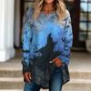 Women's Loose Fit Neck Halloween Print Long Sleeve Tunic Top