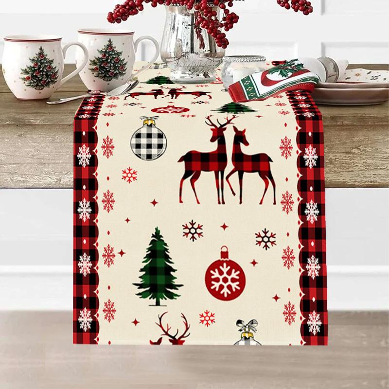 1PC Print Snowman For Home Xmas Table Decor Creative Christmas 33*183cm Table Runner Table Mat