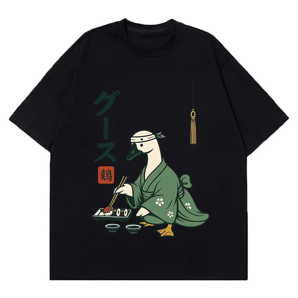 

Japanese Goose Funny Sushi Goose Graphic T Shirt Men Women Fashion T-shirts Short-sleeved Casual Cotton Aesthetic Trend T-shi... 5XL різнокольоровий