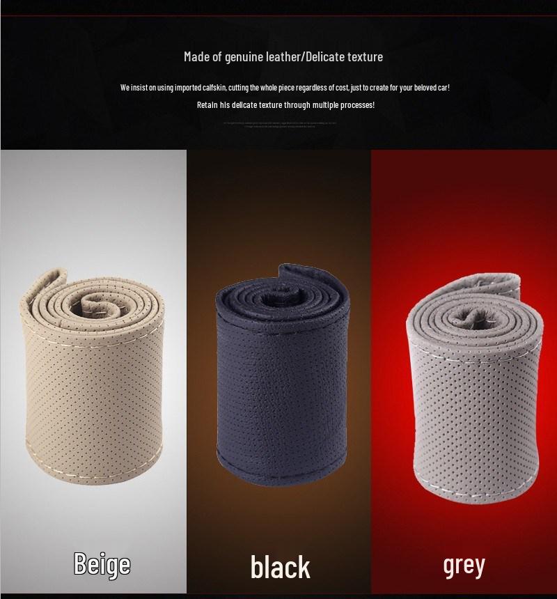 Hand-Sewn Full-Hole Car Steering Wheel Cover Sleeve