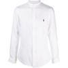 Polo FW21 Logo Embroidered Solid Color Linen Collarless Long Sleeve Shirt Men Shirts White 710801500-001