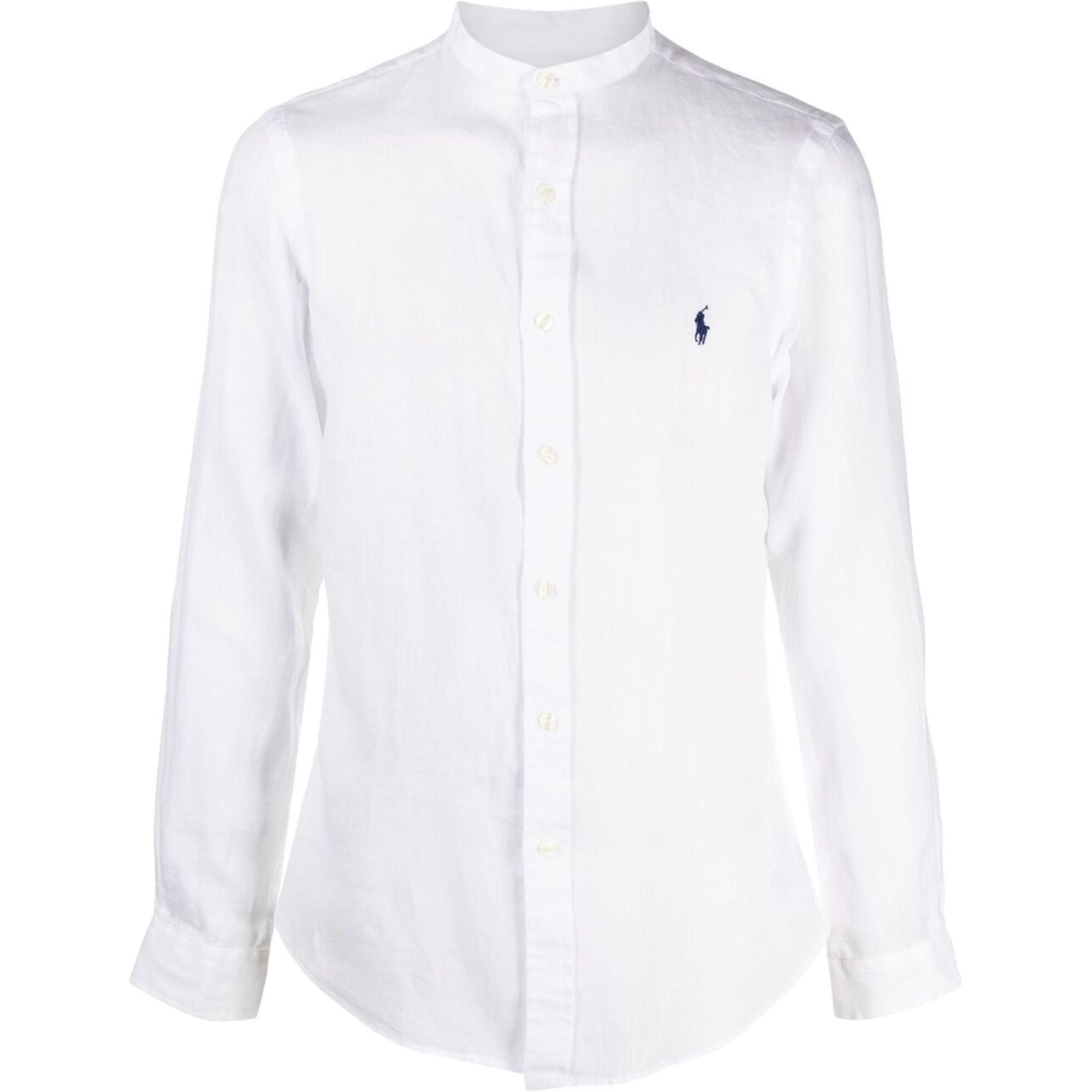 

Polo Ralph Lauren FW21 Рубашка мужская однотонная без воротника с длинным рукавом и вышивкой логотипа Белая 710801500-001 XS