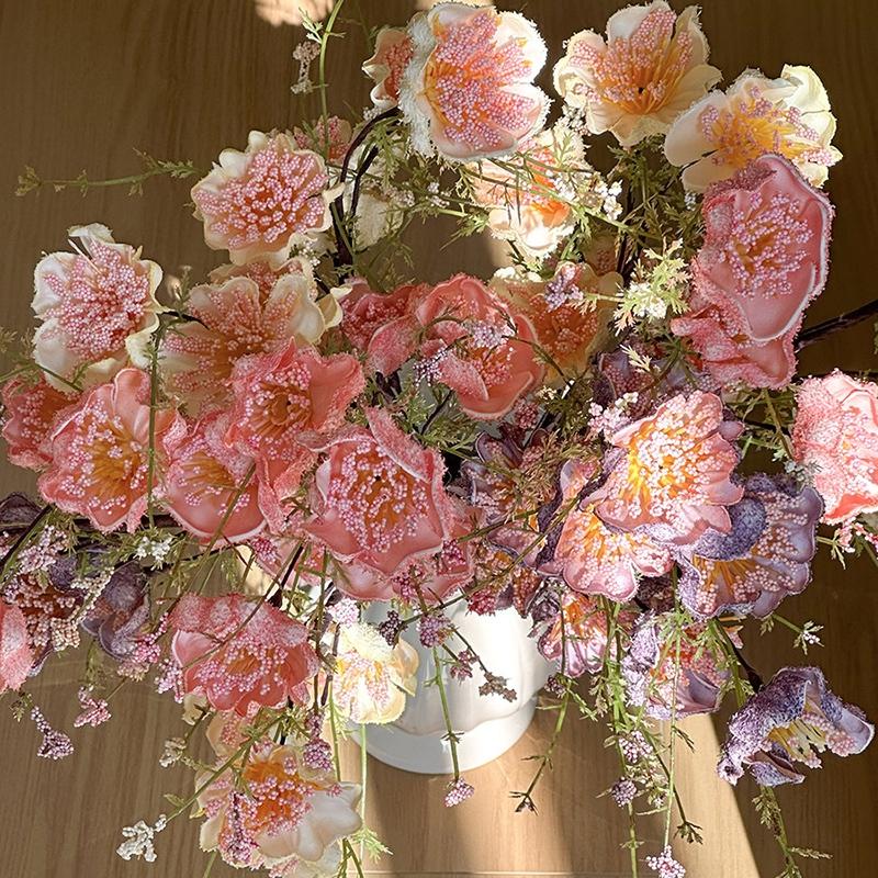 Pink Butterfly Flower Artificial Silk Flowers Wedding Party Fake Flower Decor Dining Table Decoration Home Aesthetic Art