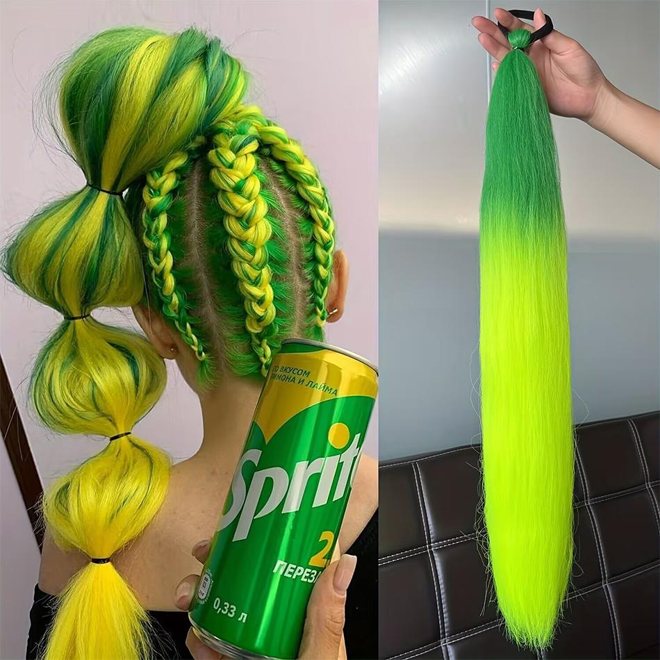 Long Multi-color Pre Stretched Synthetic Braided Hair, Suitable For Hair Braiding, Stage Party Wig Extension