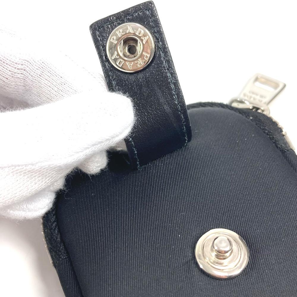 PRADA triangle logo plate Mini multi-pouch with belt Pouch Leather / Nylon Black
