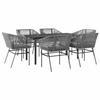 VidaXL Ensemble à manger jardin coussins 7 pcs gris poly rotin verre, ensemble de salle à manger d'extérieur, meuble de 3334629