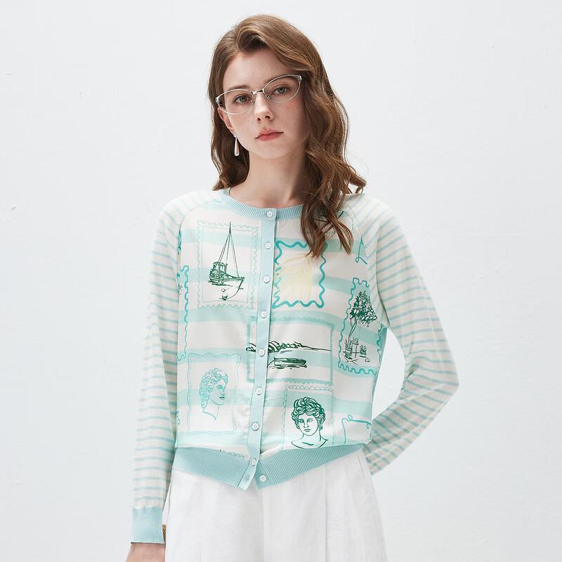 Kommbock Women's Silk Blend Artistic Print Knit Cardigan