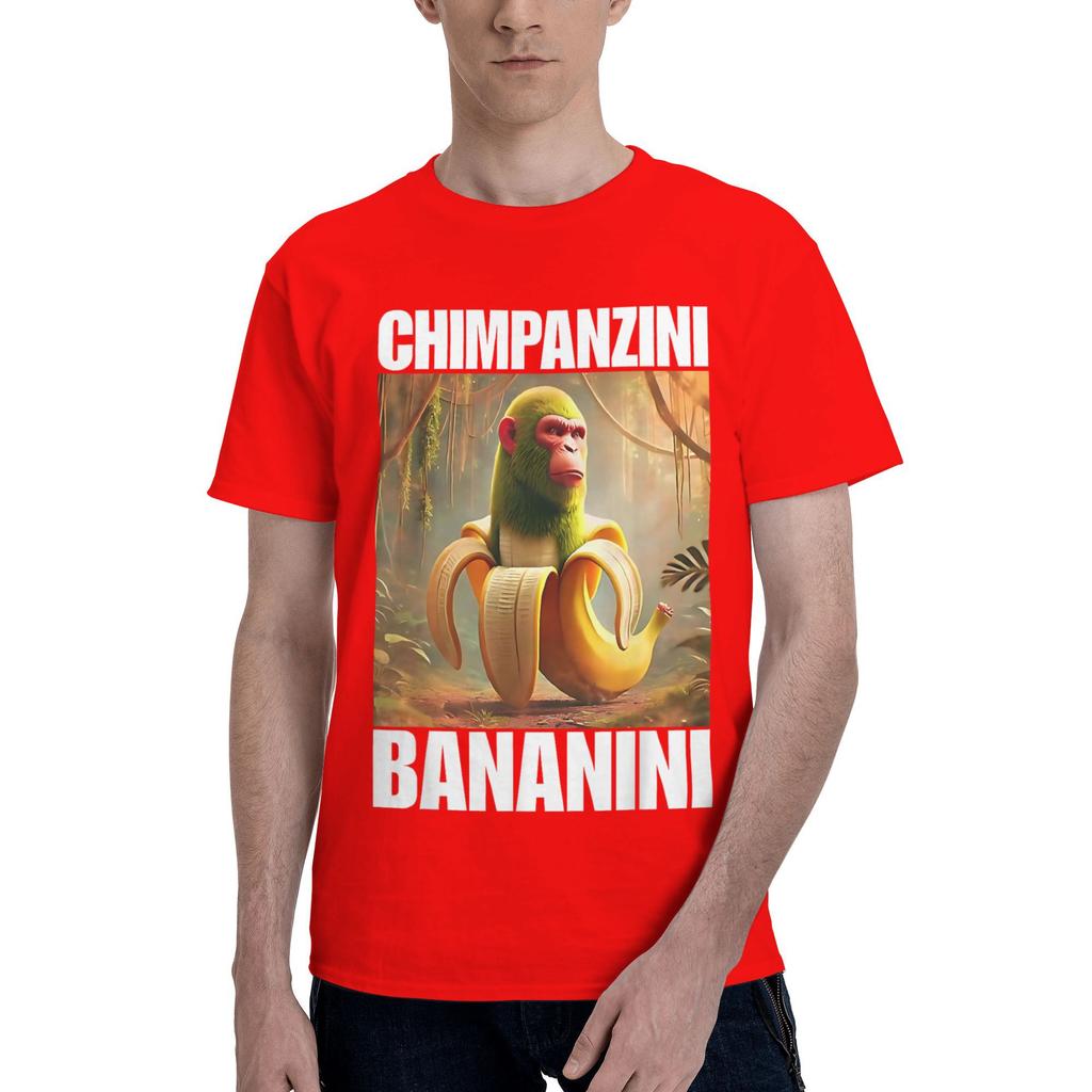 Chimpanzini Bananini Italský Brainrot Meme Pánské Tričko Úžasné Tričko Kulatý Výstřih Krátký Rukáv Tričko Nadměrná Velikost Oblečení
