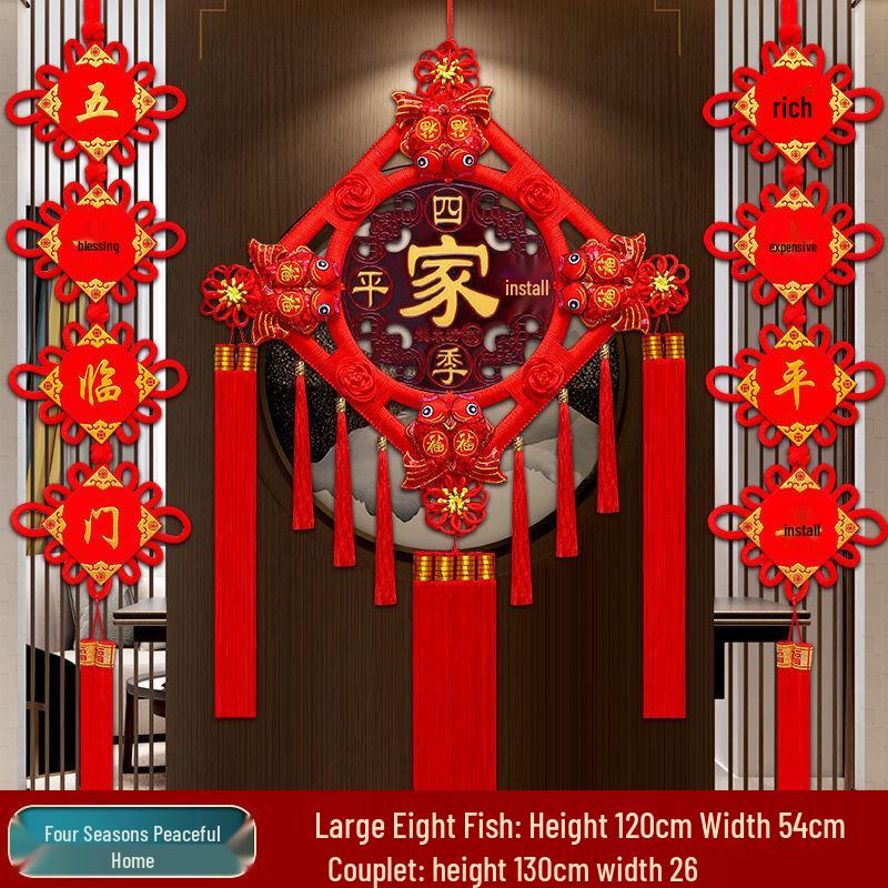 2025 High-End Chinese Knot Peace Fu Character Five Blessings Door Ornament for Living Room and Housewarming Decoration