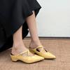 Summer new thick heel single shoes women's 2025 French retro bag head Muller shoes French cross strap empty shoes women