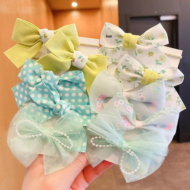 Children's Fabric Flower Hair Bands - No Damage, Cute Bow Accessories for Girls' Ponytails