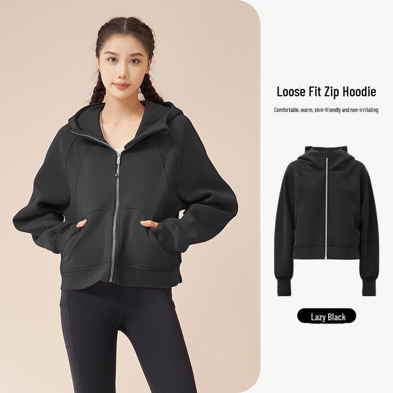 Juyitang Damen Dickes Kapuzen-Sport-Sweatshirt: Herbst/Winter Outdoor Locker Lässig Plus Samtjacke