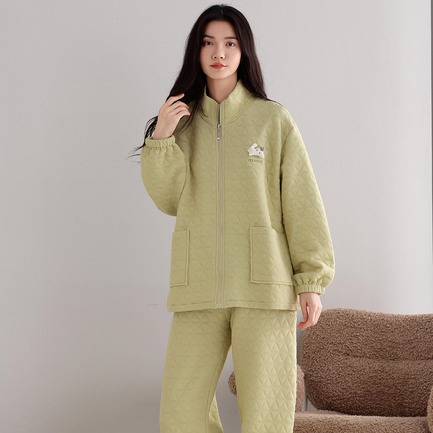 

Women s Three-Layer Winter Warm Long Sleeve Zip-Up Homewear Set XXL (Height: 170-175cm, Weight: 140-160 lbs)