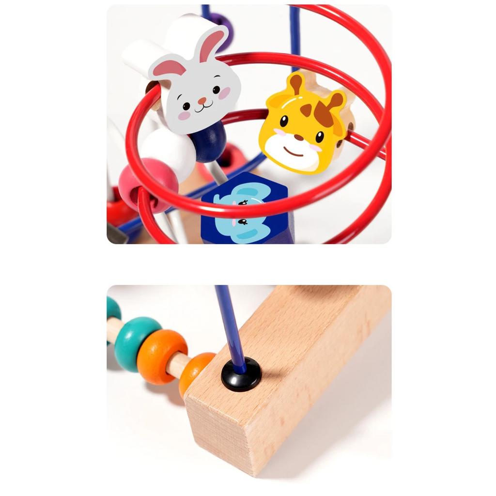 Wooden Toys Bead Maze Colorful Animals Fruits Shapes Educational Counting Learning Circle Toys Kids Classic Gifts for Toddlers