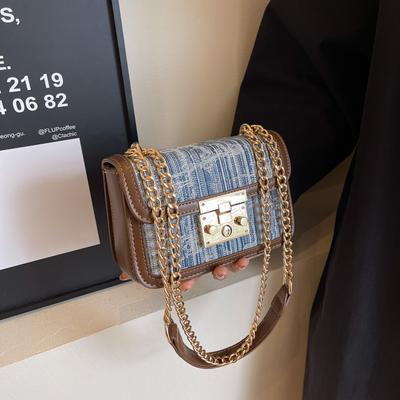 Neue modische kontrastfarbene kleine quadratische Tasche trendige vielseitige Umhängetasche schräg tragbare Damenhandtasche