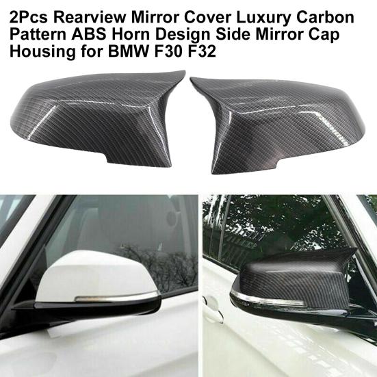 

2 шт. Крышка зеркала заднего вида, роскошный карбоновый узор, ABS, дизайн рожка, боковая