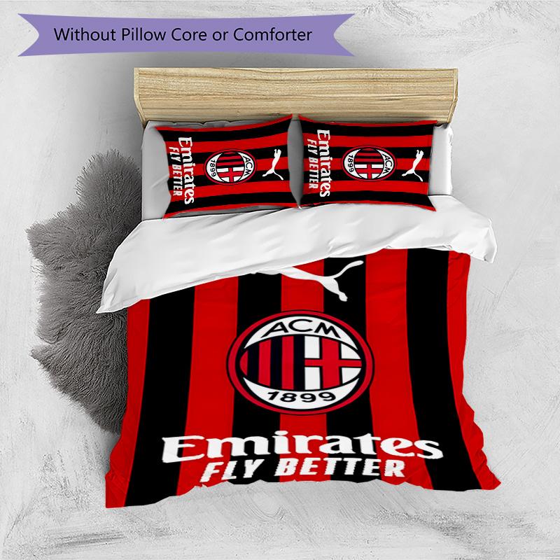 3pcs A-AC Milan Design Cover Set - HD Printed Bedding with 1 Cover and 2 Pillowcases - Perfect for Home and Dorm Decor