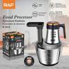RAF 6-in-1 Adjustable Temperature Stainless Steel Meat Grinder and Mincer, 3.0L Capacity.