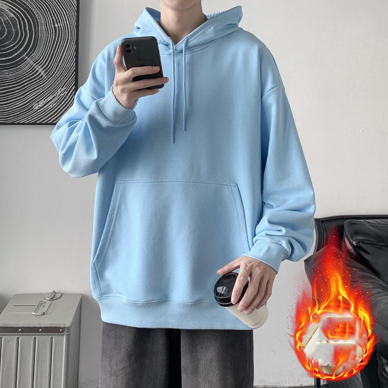 Sweat à capuche décontracté et confortable pour homme, haut ample, couleur unie, pour le sport et le printemps-automne