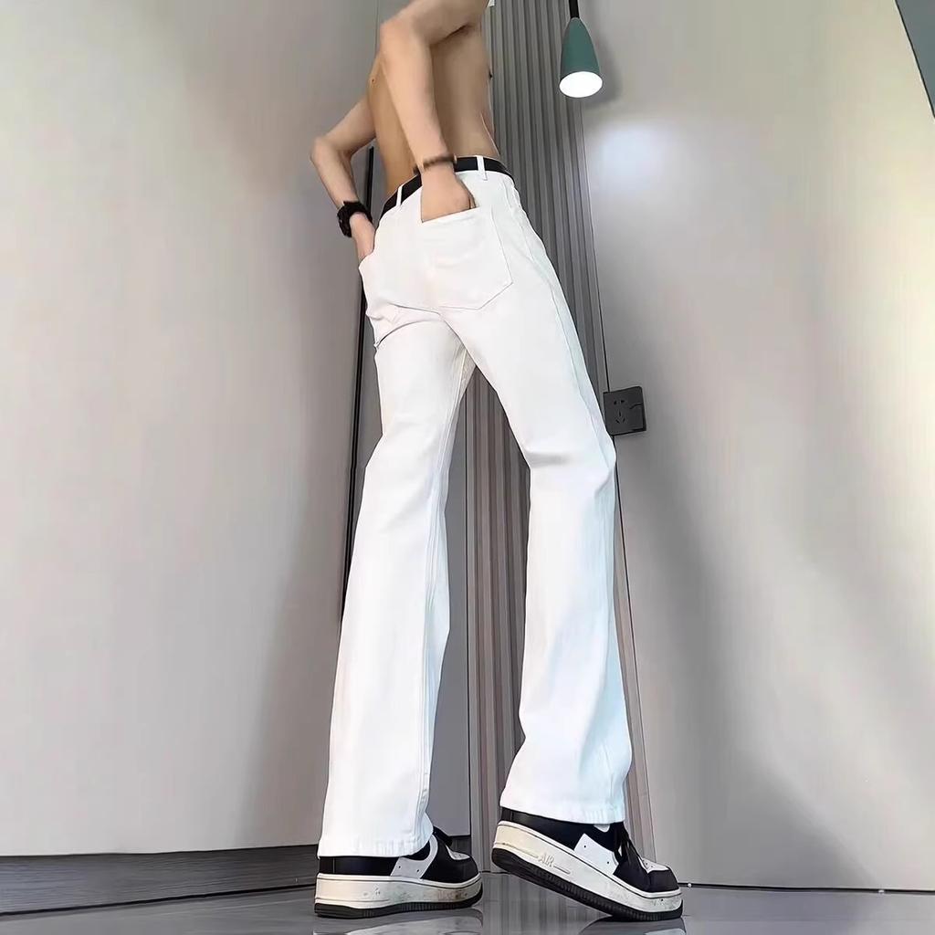 White jeans men's summer thin loose straight American vibe pants casual versatile drape long pants tide