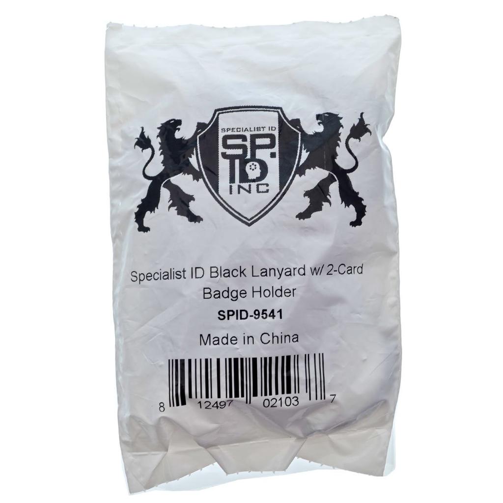 Specialist ID Metal Detector Safe Strap with Badge Holder Displays 2 Cards Double Sided Open Face Separation Cord Removable Plastic Clip Quick Release