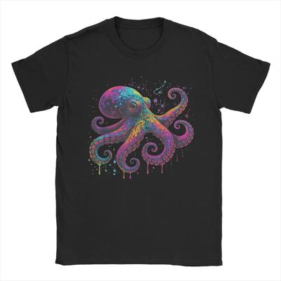 Octopus Colorful Scuba Dive TShirt Beach  100 Cotton TShirts For Couple Hip Hop Casual Tee Shirt Short Sleeve Vintage Tees