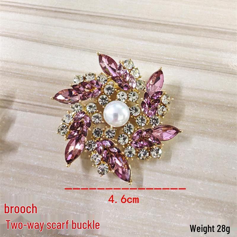Korean Micro-Pave Pearl Brooch: High-End Floral Scarf Buckle & Corsage for a Luxurious Style