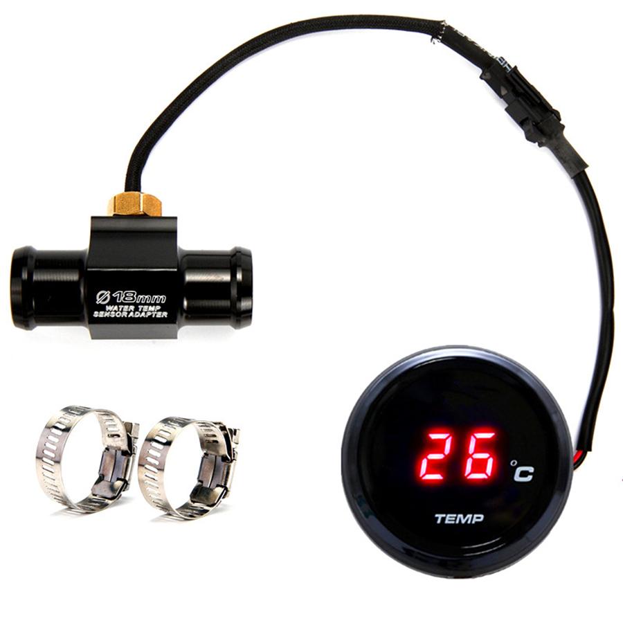 Termómetro Universal para Motocicleta Instrumentos Temperatura Agua Temperatura Medidor de Pantalla Digital con Adaptador Sensor de Temperatura 18mm
