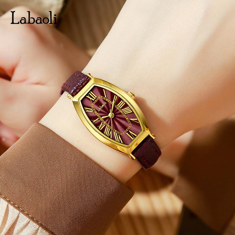 La Baoli Fashion Watch Retro Wine Barrel Type Dial Women'S Watch Simple Quartz Watch