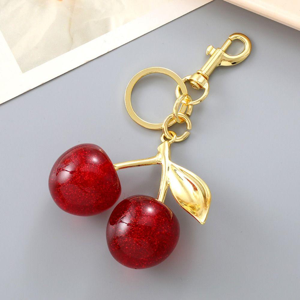 Bag Decoration Delicious Red Cherry Keychain Summer Fruits Cherries Pendant Car Decoration