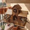 Multiple Holes Bird Hanging Feeder Rustic Style Birdhouse Nesting Feeding  Yard Decoration