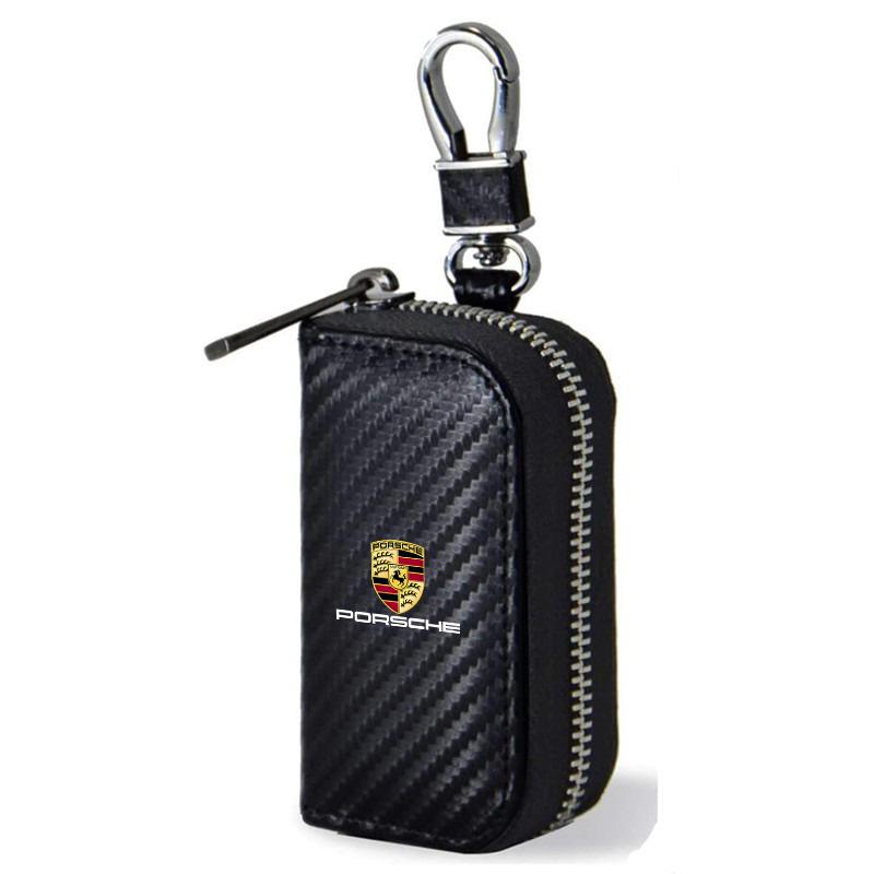 

PU Car Key Case Signal Blocker Box Anti-Hacking Anti-Theft Key Fob For Porsche Cayenne Macan 911 Boxster Cayman Panamera 718 чорний