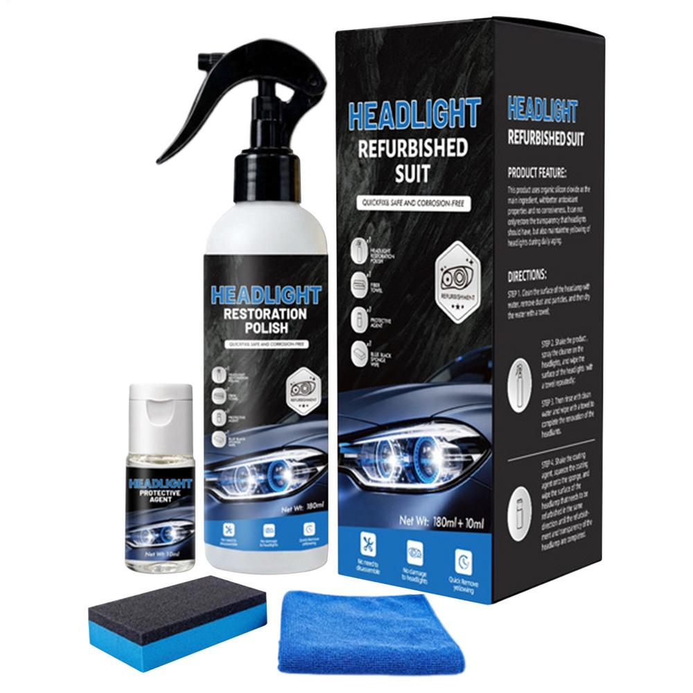 180ml Car Headlight Restoration Polishing Kits Front Headlight Refurbishment Fluid Deoxidize Brighten with Tools Auto Supplies