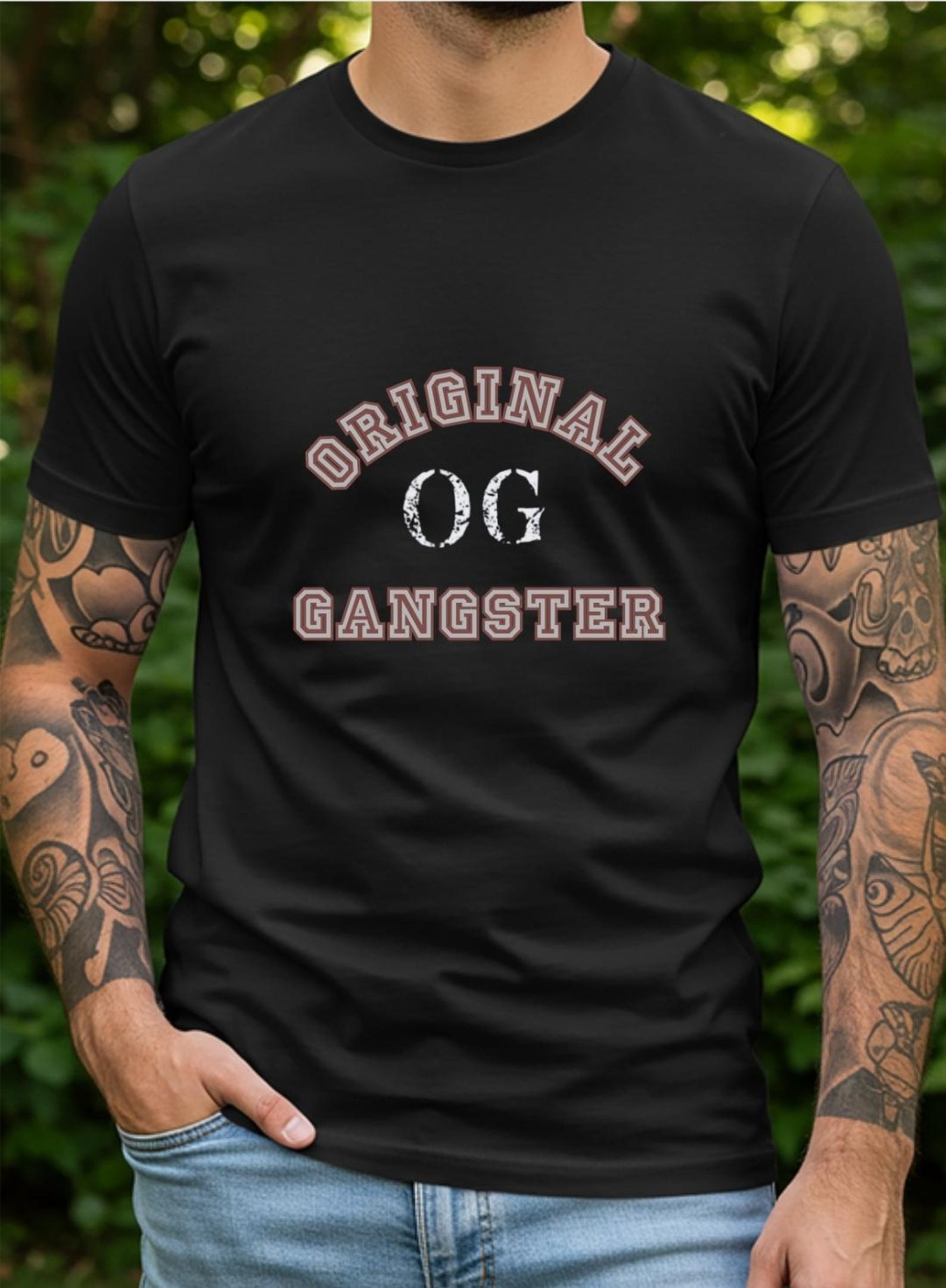 Original OG Gangster T-Shirt Vintage Collegiate Tee | Unisex Streetwear Graphic Shirt Retro Varsity Style Tee 4XL