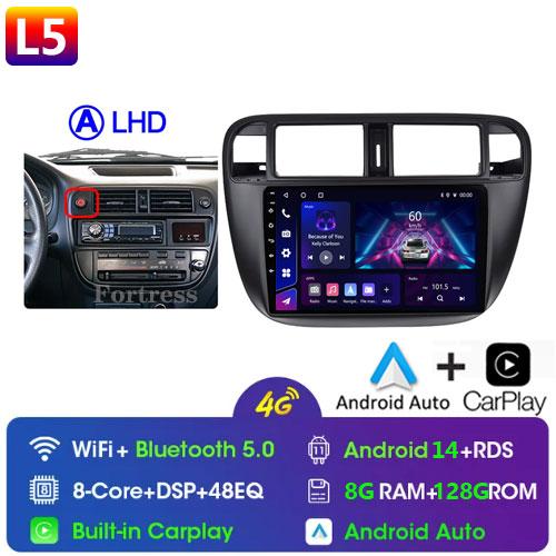 Android 14 Carplay Auto For Honda Civic 1996 1997 1998 1999 2000 2001 Multimedia Car Radio Player 4G Stereo 2 Din Tape Recorder